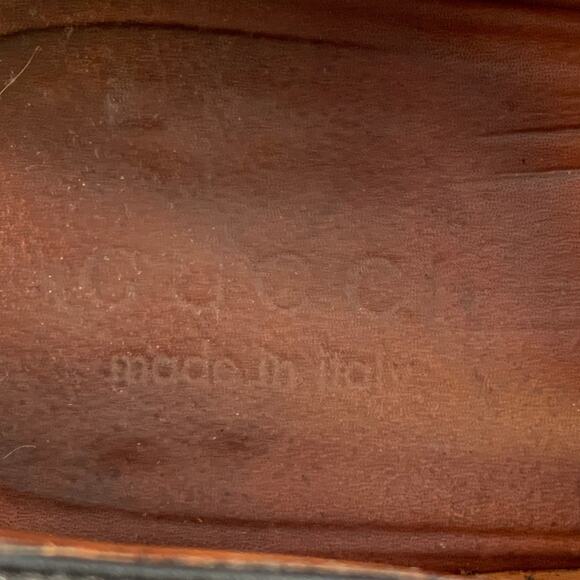 GUCCI Size 8.5 Black GG Monogram Leather Strap Slip On Loafers - Picture 7 of 8